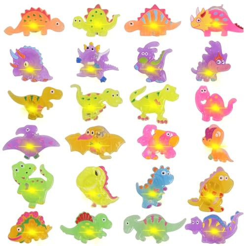 Easter Light Up Dinosaur Rings - 24Pcs LED Kids Party Favors with Gift Box, Glow in the Dark Easter Egg Supplies, Cupcake Toppers, Birthday Toys, Mini Dino Decorations, Fidget Finger Toys for Boy Girl | Amazon (US)
