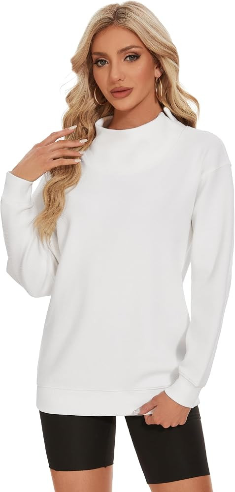 Oversized Sweatshirt for Women Long Sleeve Turtleneck Pullover Lightweight Crewneck Tops Ladies S... | Amazon (US)