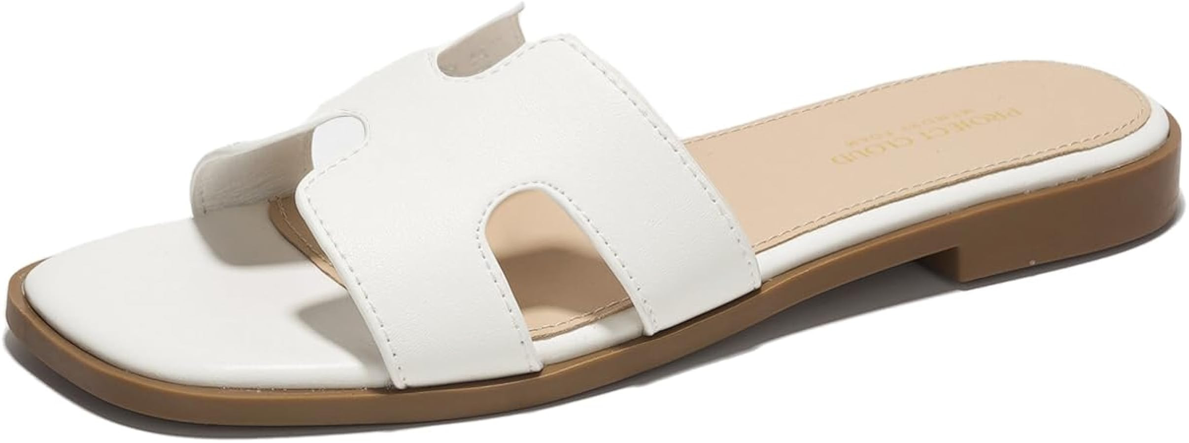 Fashion Flat Sandals for Women - Leather Womens Sandals with Memory Foam Insole - Summer Slip on ... | Amazon (US)