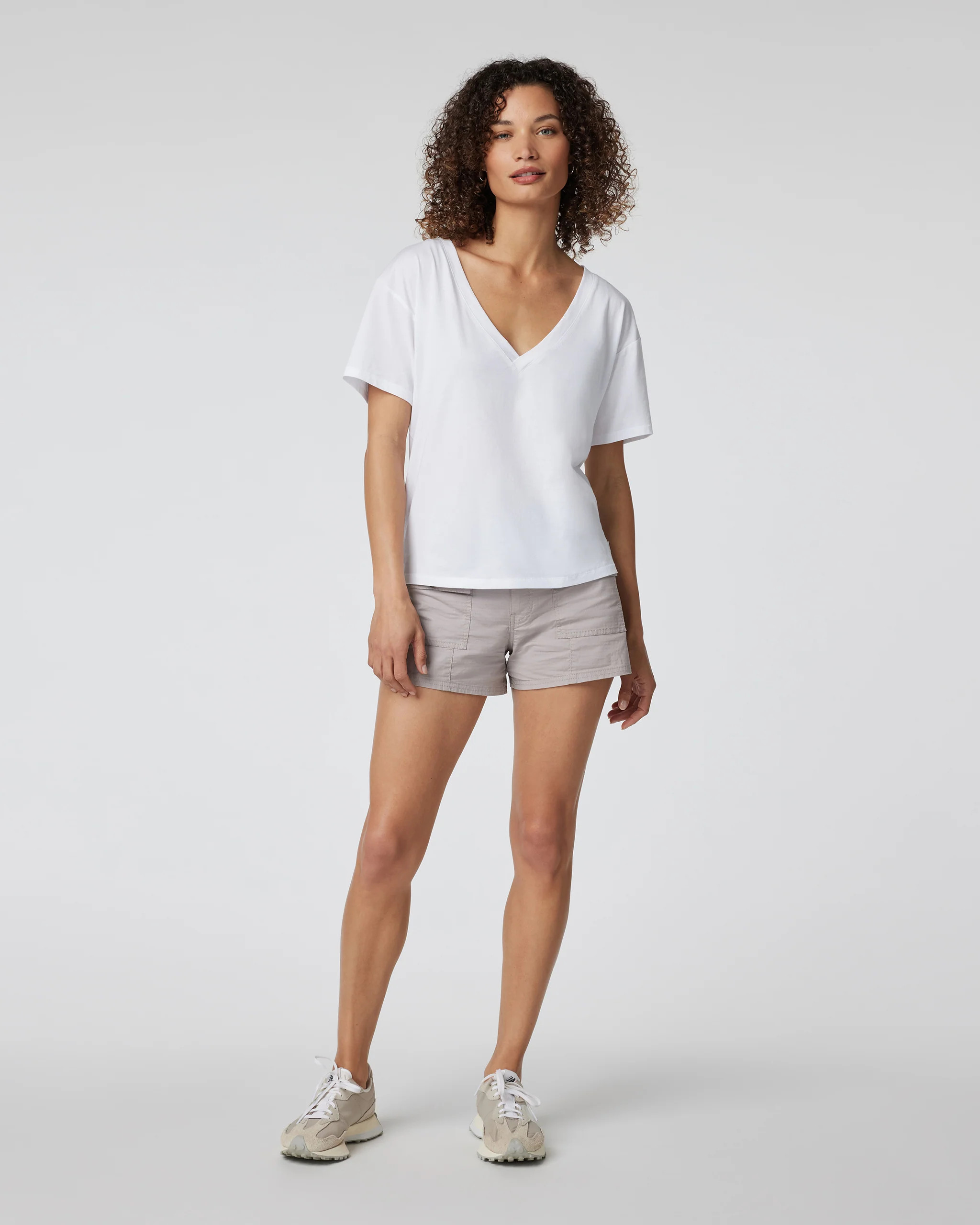 Sutton V-Neck | Women's White Cotton Jersey T-Shirt | Vuori | Vuori Clothing (US & Canada)