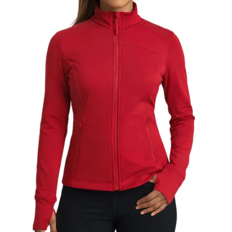 Womens Running Jackets Slim Fit Athletic Jackets Workout Full Zip Up Yoga Top with Pockets and Th... | Walmart (US)