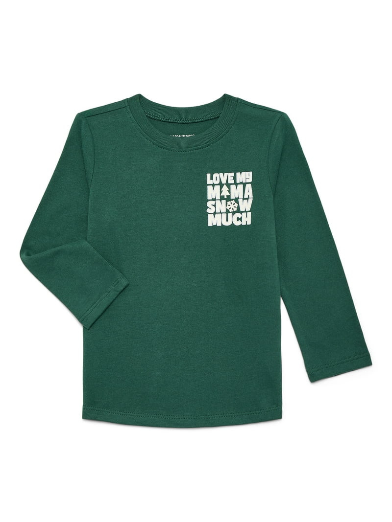 Garanimals Toddler Boys Holiday Graphic Brushed Jersey Tee with Long Sleeves, Sizes 18M-5T | Walmart (US)