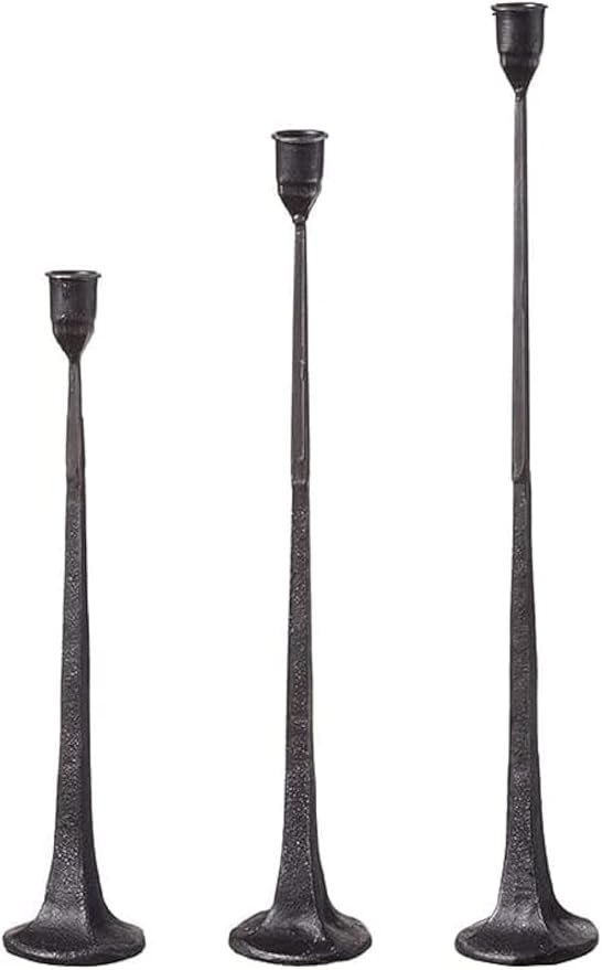 First of a Kind Candlestick Holder - Set of 3 Tall Cast Iron Candlesticks Holders, Farmhouse Deco... | Amazon (US)