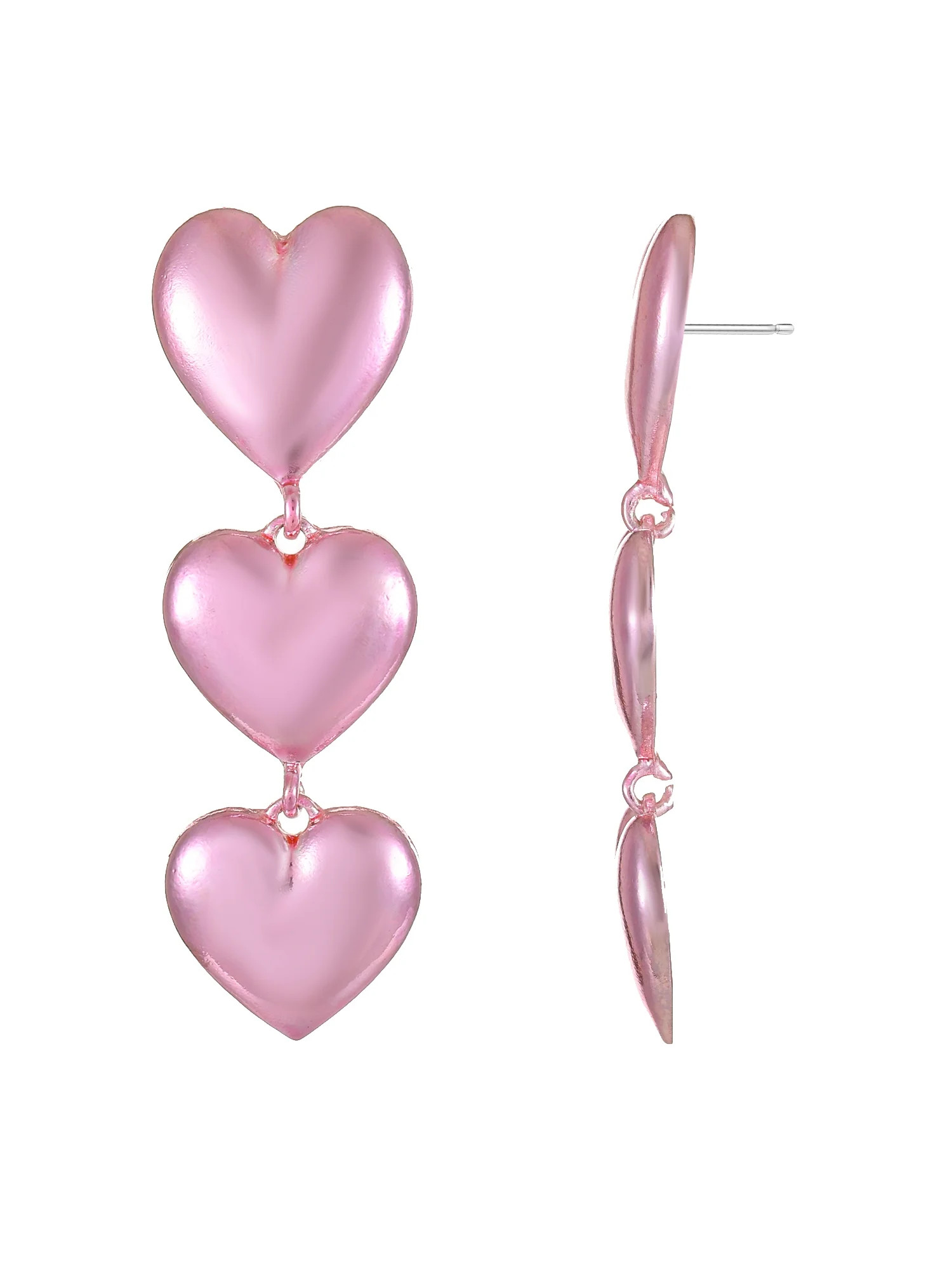 Way to Celebrate Valentine's Day Linear Pink Heart Earrings, 1 Pair | Walmart (US)