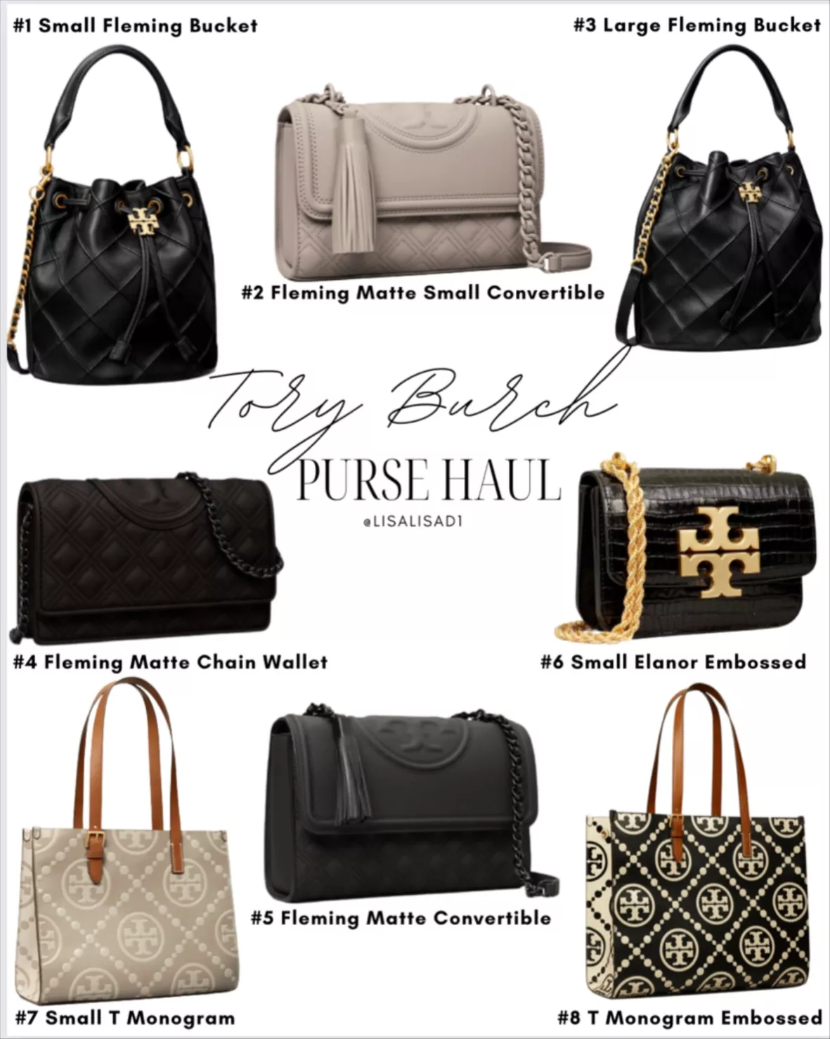 Tory Burch Fleming Matte small Bag in Black Matte, Luxury, Bags