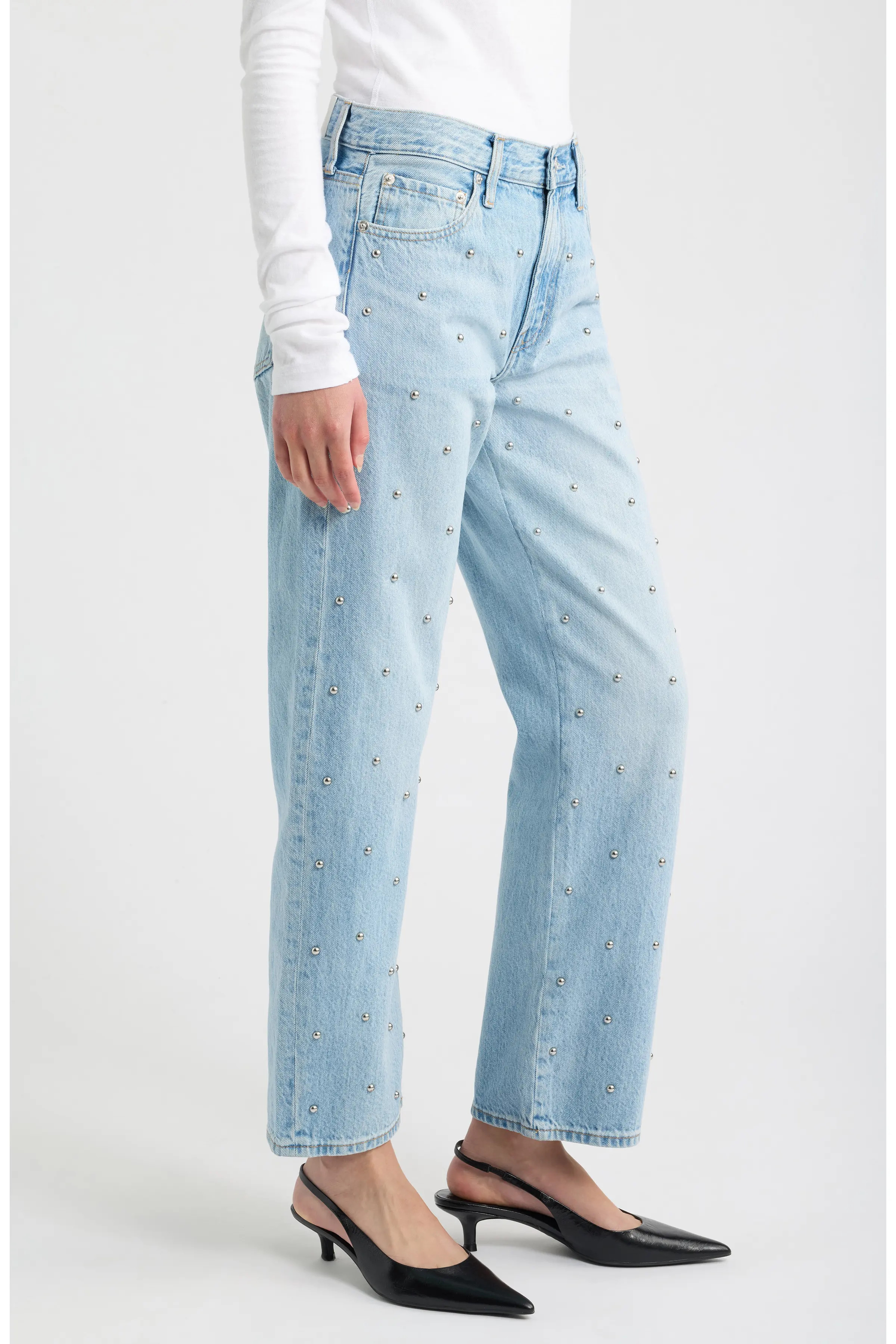 Pistola Lexi Distressed Studded Crop Barrel Jeans (Women) | Nordstrom | Nordstrom
