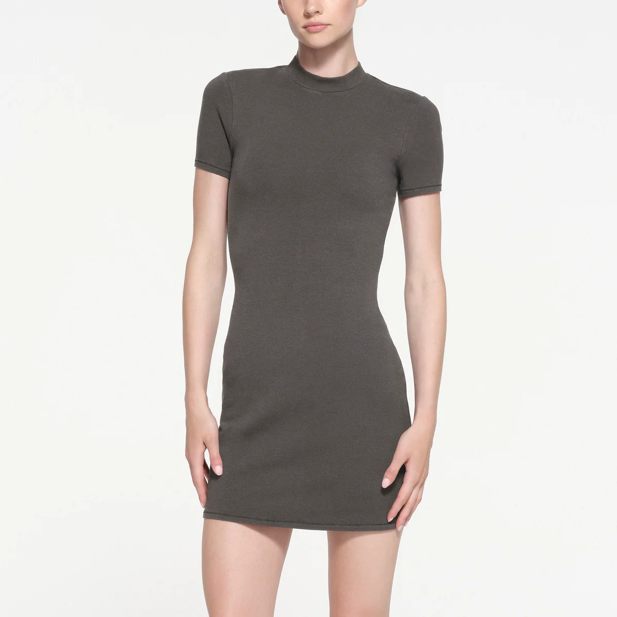 OUTDOOR MOCK NECK MINI DRESS | WASHED ONYX | SKIMS (US)