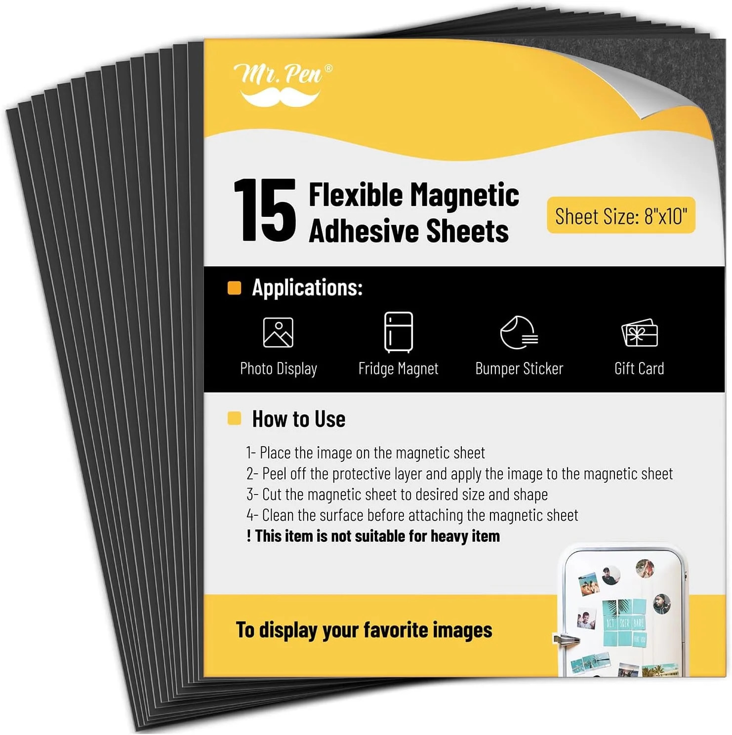 Mr. Pen- Adhesive Magnetic Sheets, 8" x 10", 15 Pack, Magnetic Sheet, Magnet Sheets with Adhesive... | Walmart (US)