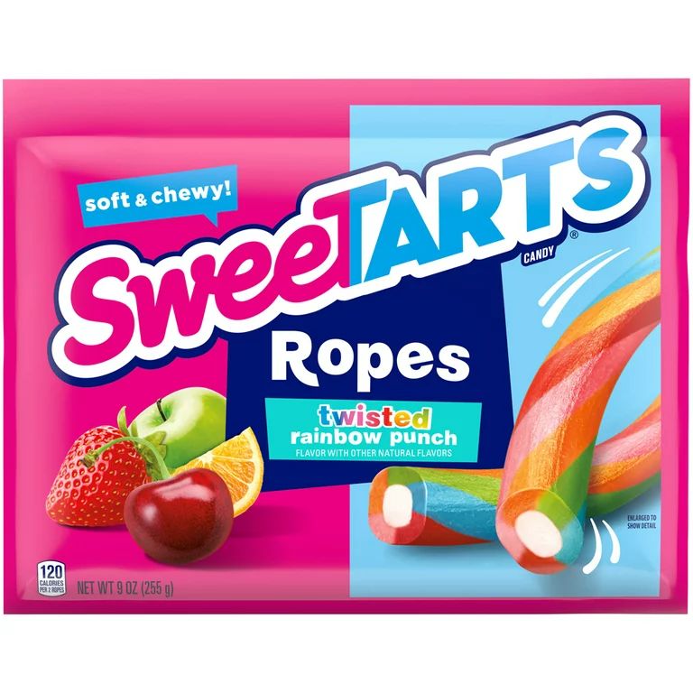 SweeTARTS Soft & Chewy Ropes Twisted Rainbow Punch Candy Bag, 9 Oz | Walmart (US)