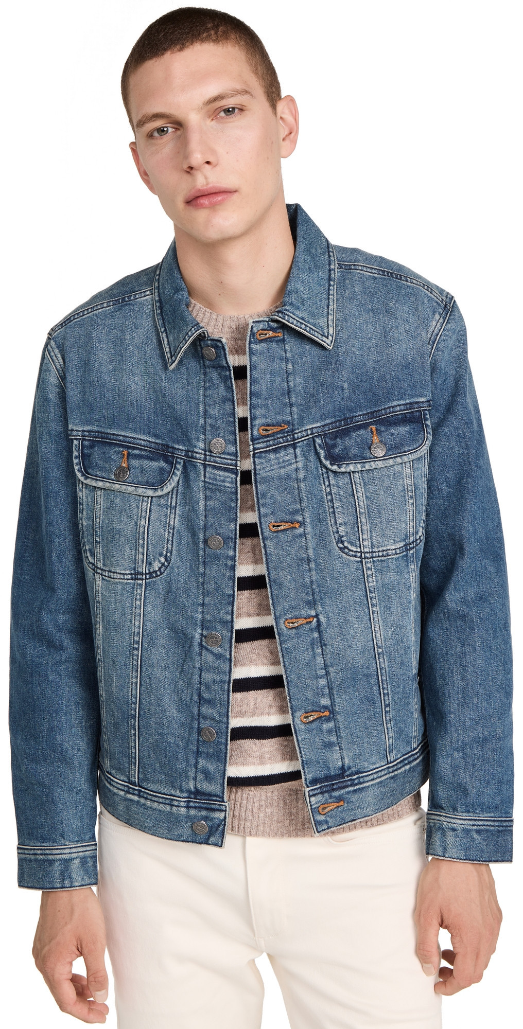 A. P.C. Washed Stretch New Denim Jacket Dark Navy L | Shopbop