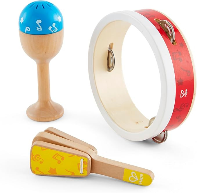 Hape Junior Percussion Set | 3 Piece Wooden Percussion Instrument Set for Toddlers, E0615 | Amazon (US)