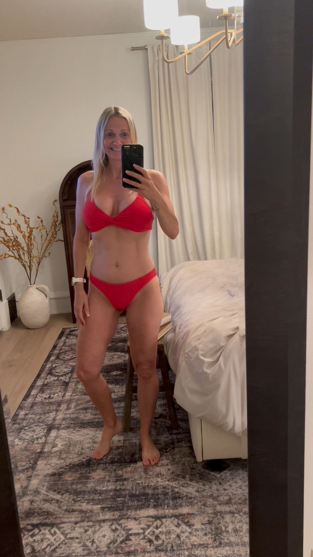 This is my new favorite bikini. It comes in several different colors. I love the twist top and how it ties in the back. The bottoms are a great fit. They are a little cheeky, but this is such an adorable swimsuit. I’m wearing a medium in the top and a small in the bottoms. Right now it’s buy one, get one 40% off with the code SS40.

#LTKTravel #LTKSaleAlert #LTKSwim