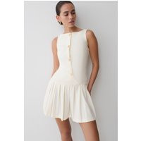 Mackenzie Sleeveless Pleated Mini Dress / Ivory | MESHKI | M | MESHKI US