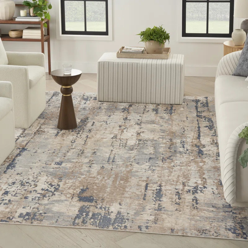 Addie Abstract Machine Made Power Loom Polyester/Polypropylene Area Rug in Beige/Gray | Wayfair North America