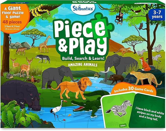 Skillmatics Floor Puzzle & Game - Piece & Play Wild Animals, Jigsaw & Toddler Puzzles, Educationa... | Amazon (US)