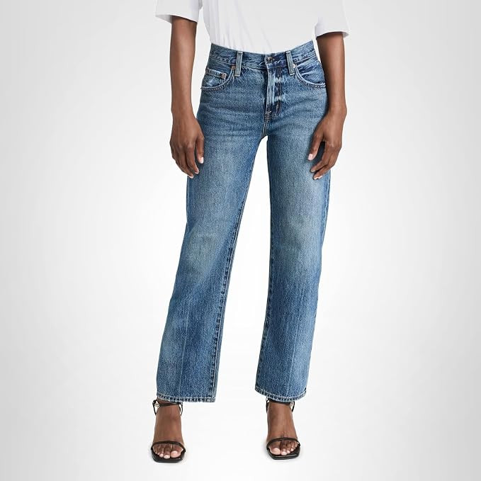 PISTOLA – Lexi Mid Rise, Signature Bowed Straight Jeans – Light Denim Jeans | Amazon (US)