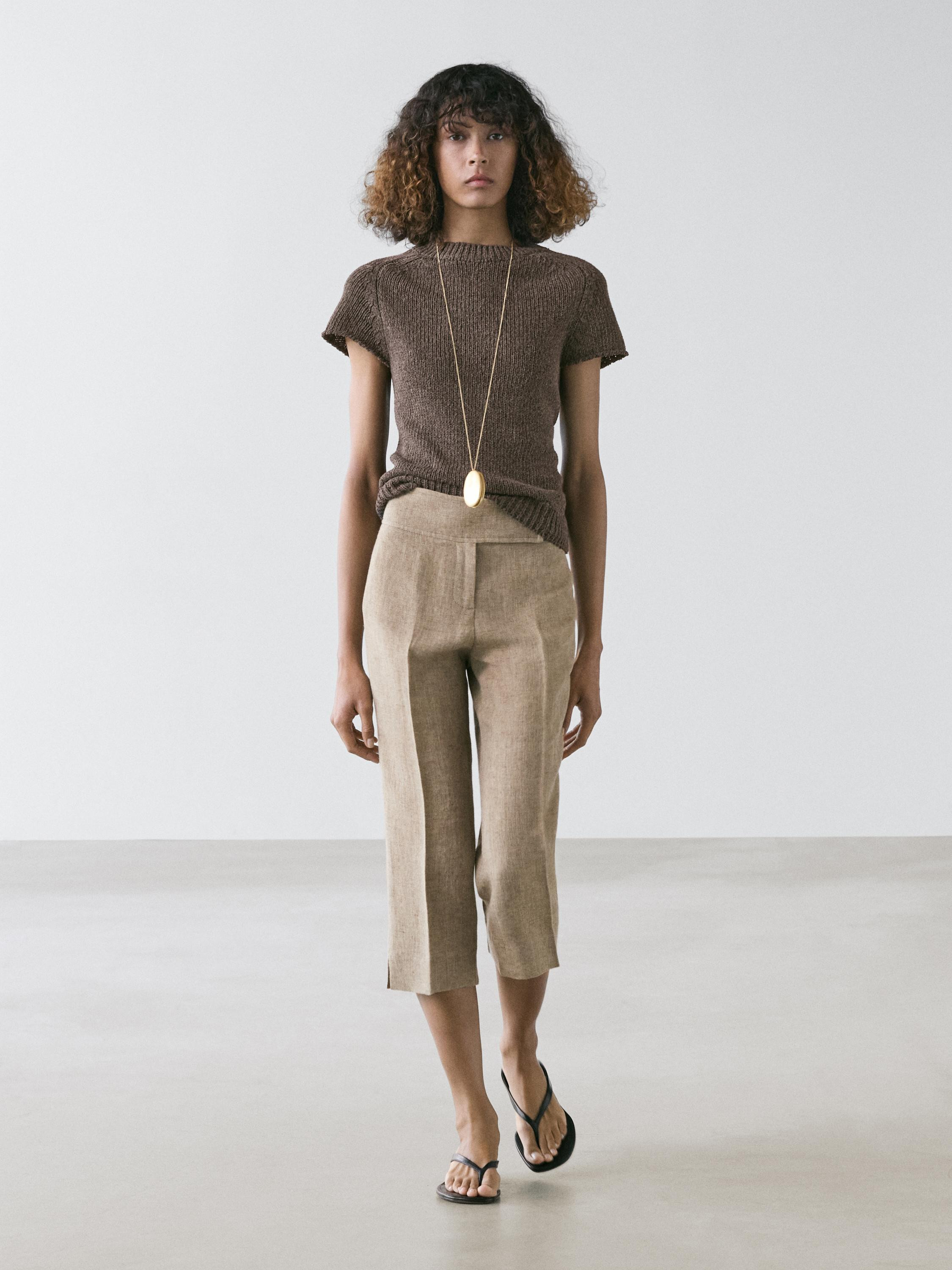 Short sleeve knit sweater | Massimo Dutti UK