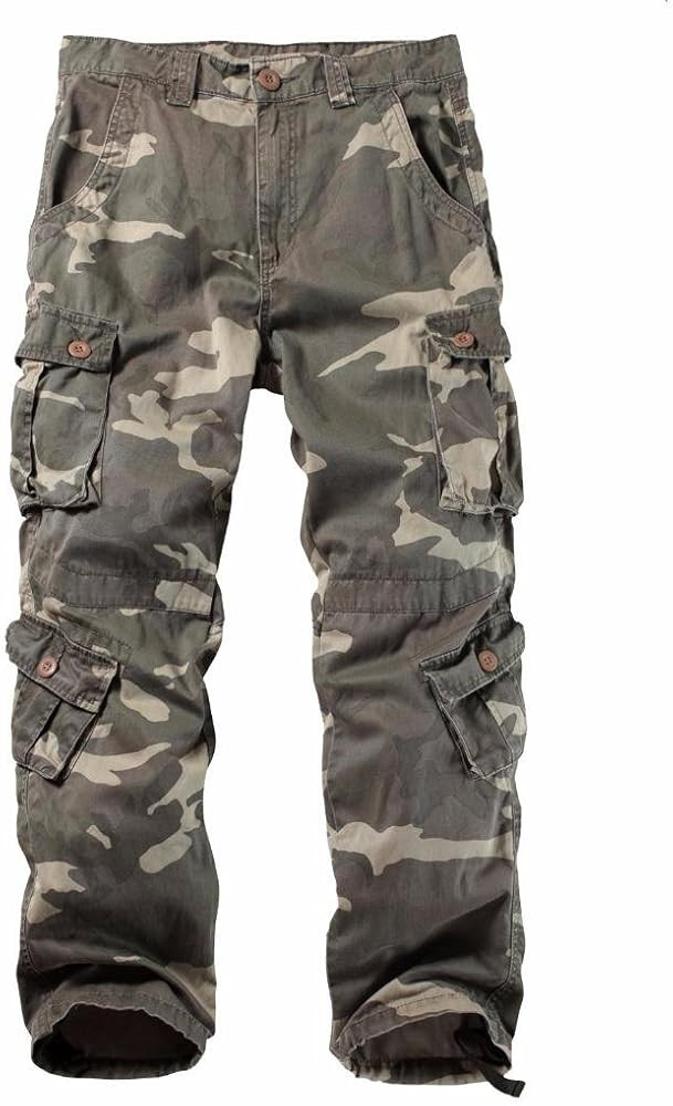 AKARMY Men's Casual Cargo Pants Military Army Camo Pants Combat Work Pants with 8 Pockets(No Belt... | Amazon (US)