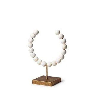 Pontchartrain I Small White Beaded Broken Sphere Decorative Object w/ Gold Base | Bed Bath & Beyond