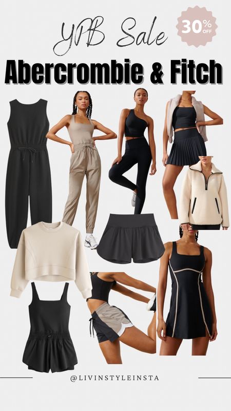 YPB Sale!! 30% off all YPB activewear from Abercrombie plus an additional 20% off with code YPBAF - jumpsuit, leggings, activewear layering, active dresses, shorts, tennis skirt 

#LTKsalealert #LTKstyletip #LTKfitness