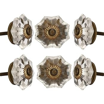 Perilla Home Set of 6 Crystal Knobs Decorative Glass Knobs for Home Kitchen Cabinet Hardware Cupb... | Amazon (US)