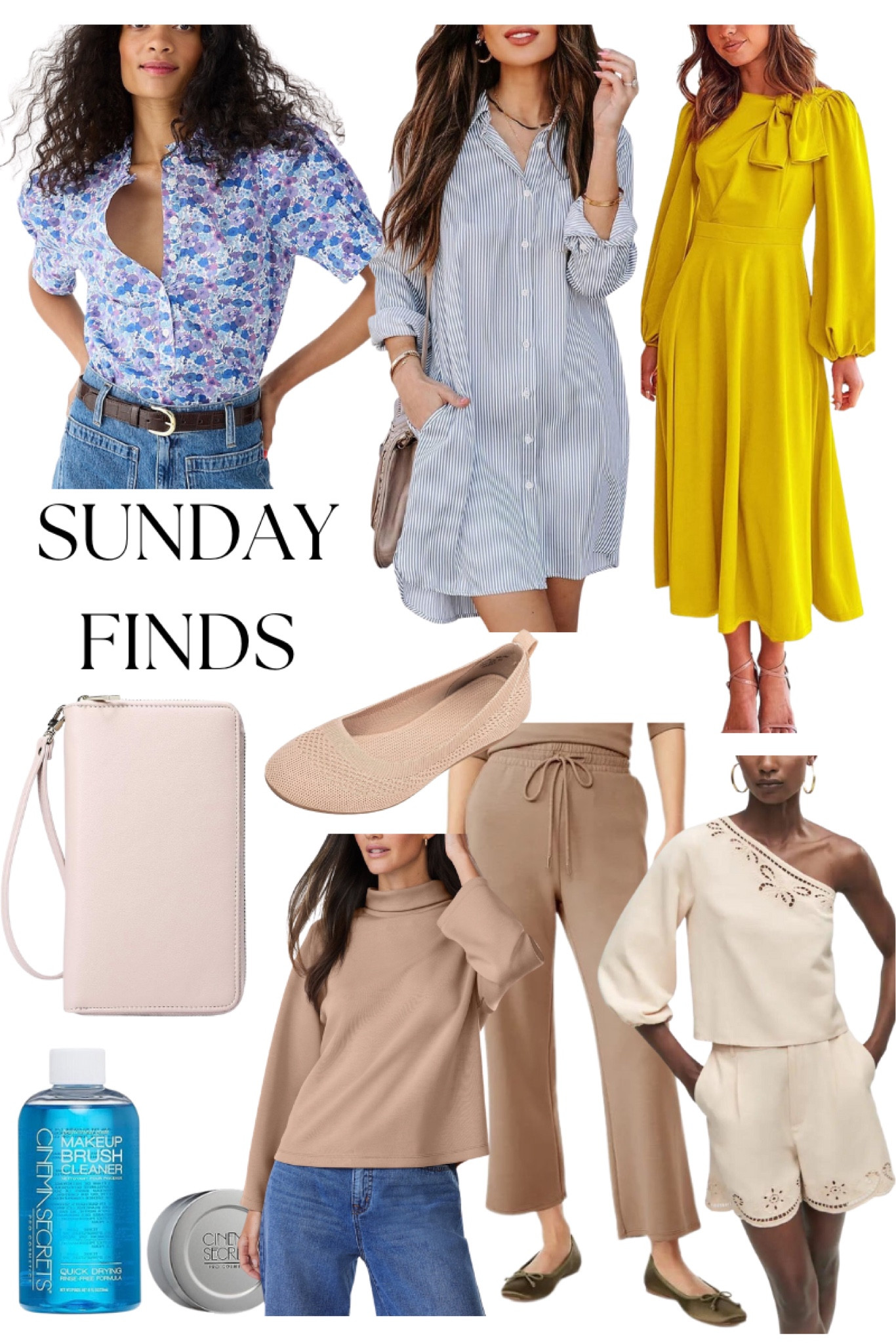 SUNDAY FINDS! Jcrew top on sale, love this blue and white striped shirtdress, fall dress, new zip wallet, flats, makeup brush cleaner kit, Walmart set and mango set 

#LTKunder100 #LTKsalealert #LTKstyletip