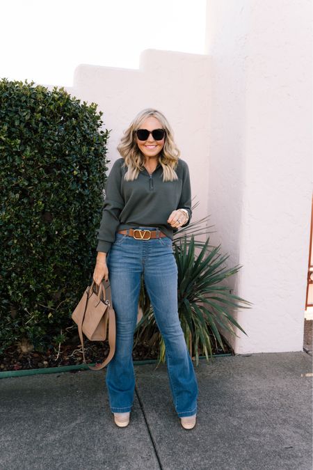 the only kind of denim I want to wear right now - spanx pull on jeans!!! figure flattering in the flare style that’s oh so hot right now / wearing size small 


#LTKstyletip #LTKSeasonal