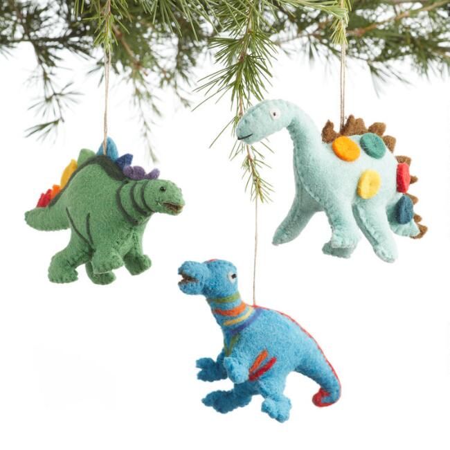 Wool Dinosaur Ornaments Set of 3 | World Market