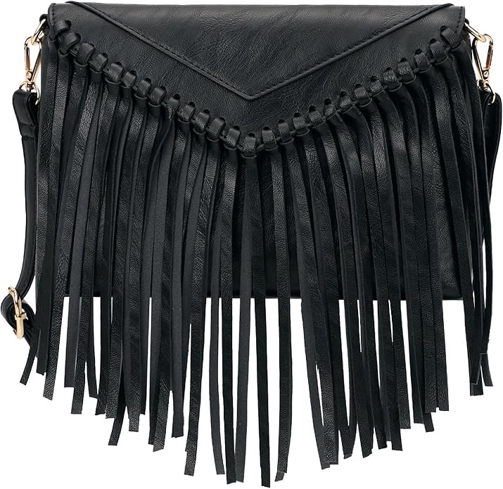 KouLi Buir Tassel Crossbody Purse for Women PU Leather Western Hobo Fringe Handbag Shoulder Bag | Amazon (US)
