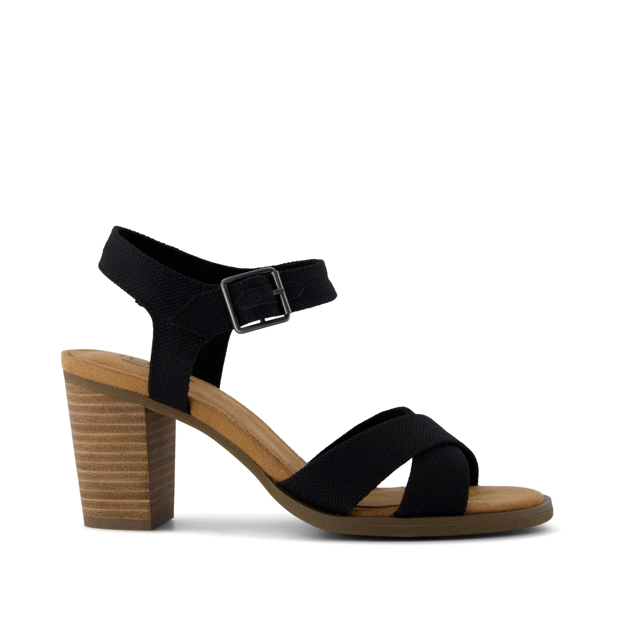 Majorca Ankle Strap Heeled Sandal Black Woven Melange | Toms EMEA