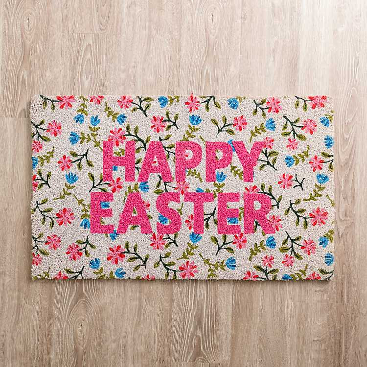 Floral Happy Easter Coir Doormat | Kirkland's Home