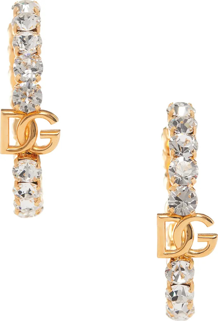 Dolce&Gabbana DG Logo Crystal Embellished Hoop Earrings | Nordstrom | Nordstrom
