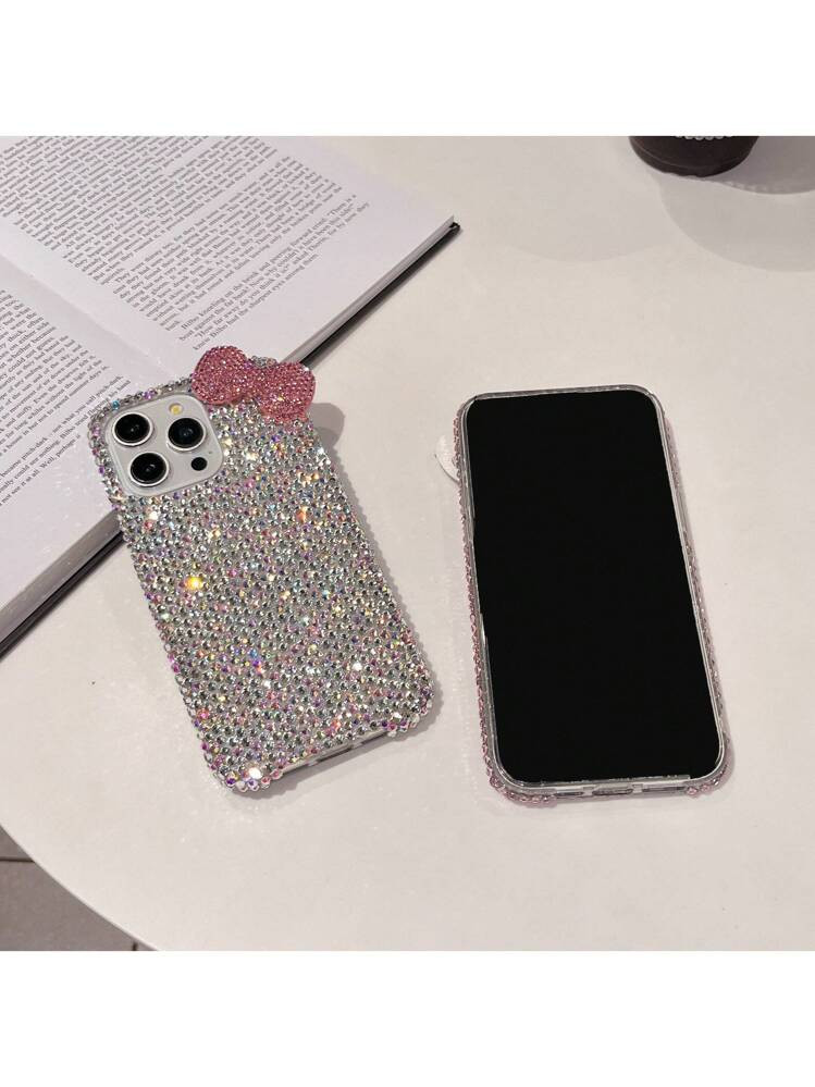 Silber Neues Luxus High-End Frauen 3D Schleife Strass Handy Hülle kompatibel mit iPhone 16 Pro M... | SHEIN