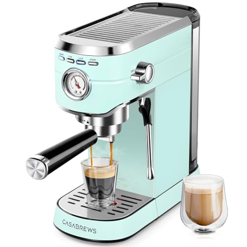 CASABREWS Espresso Machine 20 Bar, Cappuccino Machine with Milk Frother Steam Wand, Stainless Steel Espresso Maker for Home, Espresso Coffee Machine with 34oz Removable Water Tank, Pastel Green | Amazon (US)