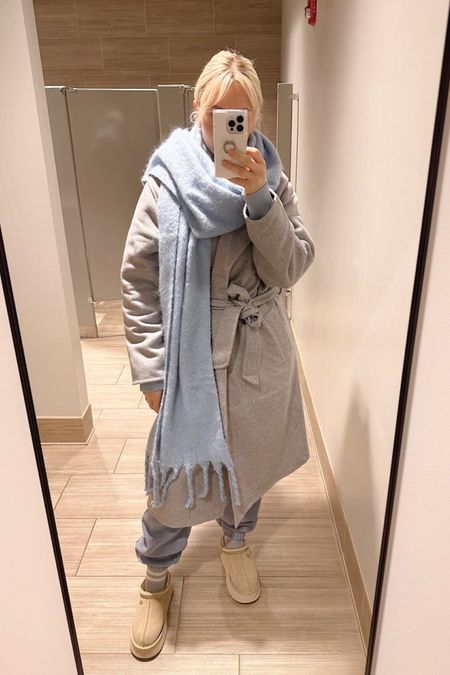 #Abercrombie head to toe! Wearing a M in sweatpants & S in hoodie. M in wool blanket coat! Xo Size up 1 size in the #Ugg slippers!

#LTKstyletip #LTKsalealert #LTKSeasonal