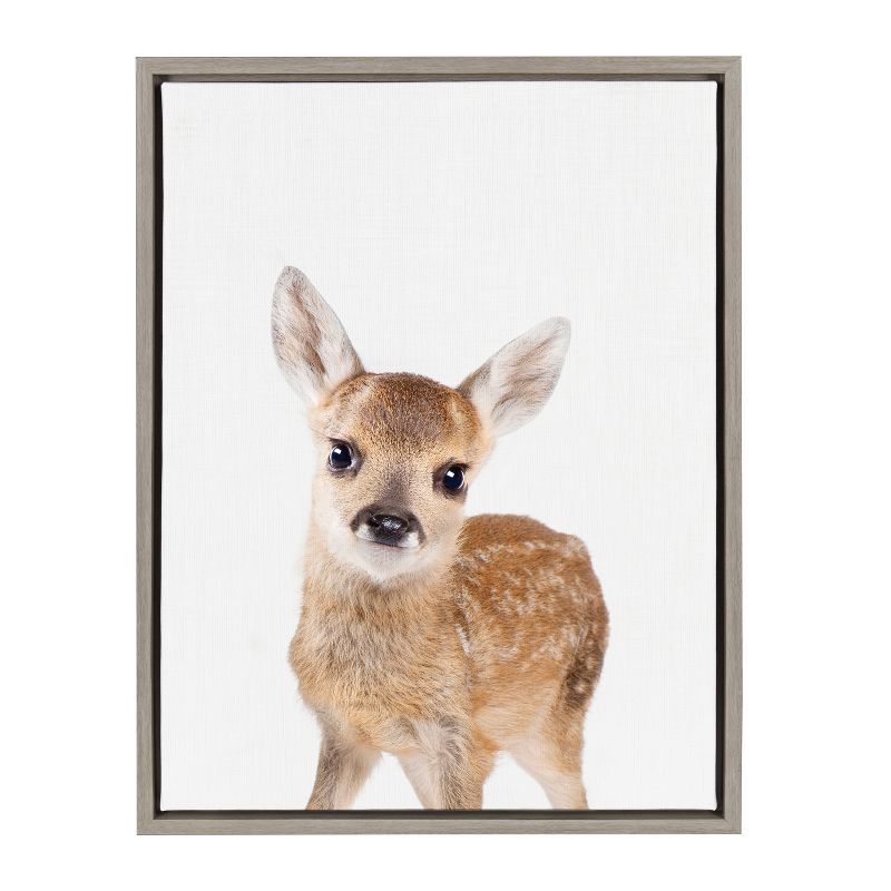 18" x 24" Sylvie Baby Deer Framed Canvas by Amy Peterson Gray - Kate and Laurel | Target
