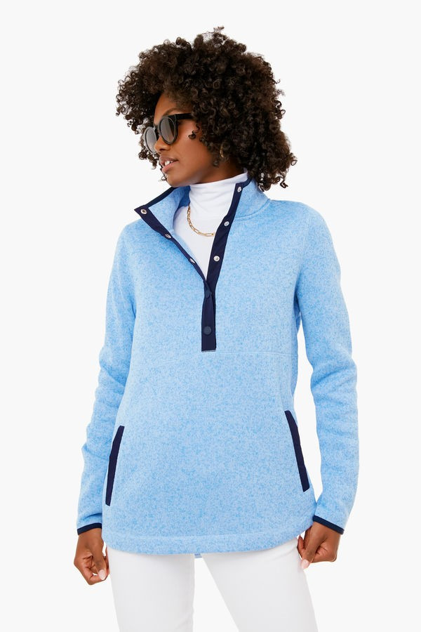 Bayside Blue Heather Sweater Fleece Snap Placket | Vineyard Vines | Tuckernuck (US)