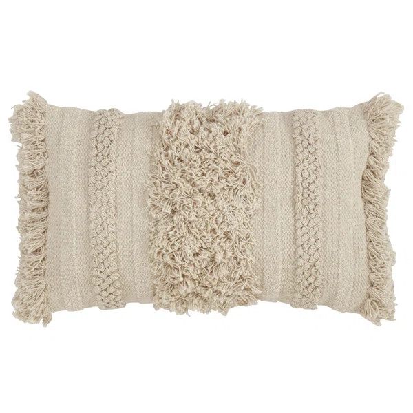 Brianne Cotton Feathers Striped Lumbar Pillow | Wayfair North America