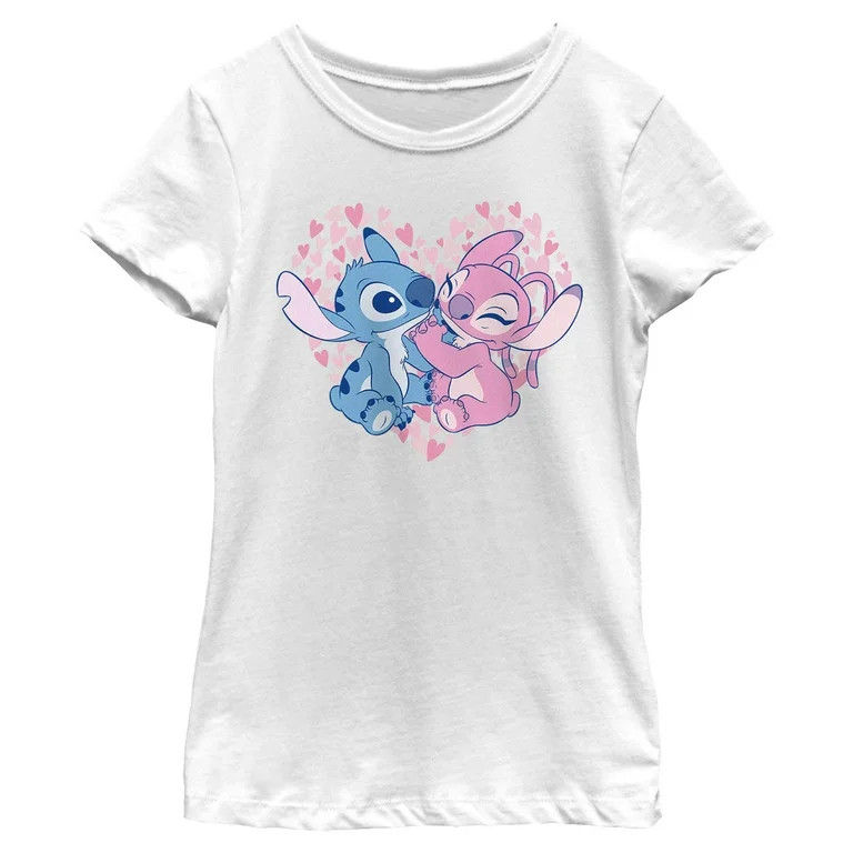 Girls Lilo & Stitch Alien Couple T Shirt | Walmart (US)