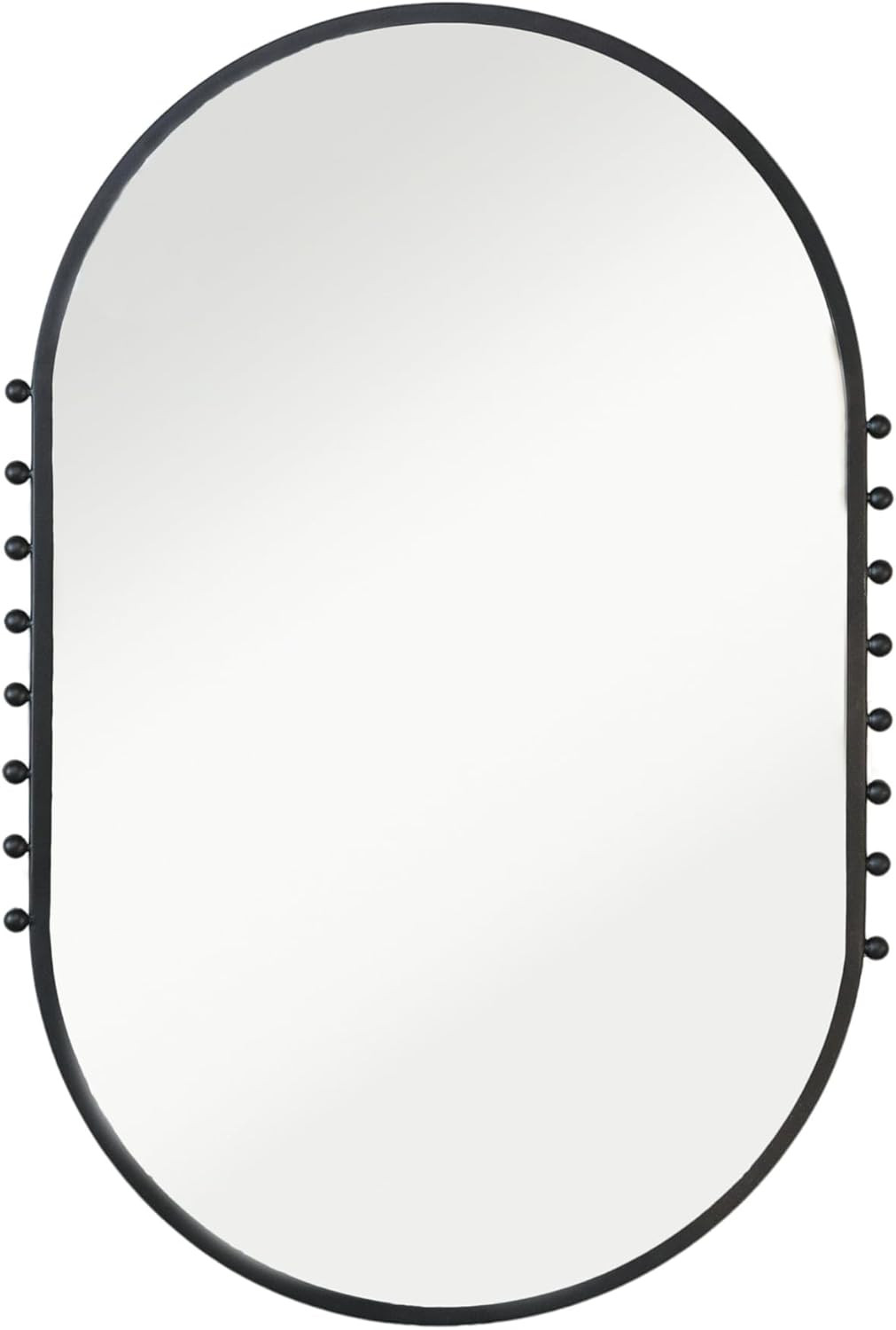 Bloomingville Metal Framed Oval Wall Mirror with Balls, Matte Black | Amazon (US)