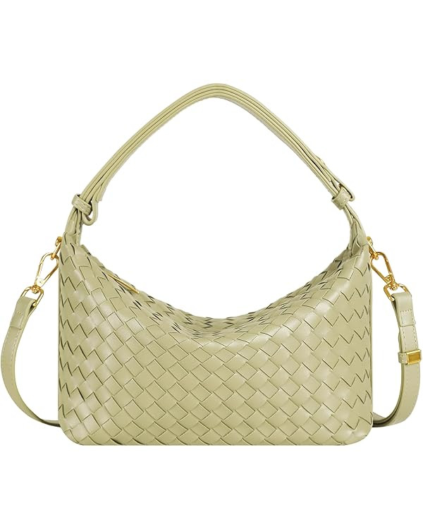 Vegan Leather Woven Tote Bag, Leather Braided Purse Clutch Purse, Woven Top-Handle Shoulder Handb... | Amazon (US)