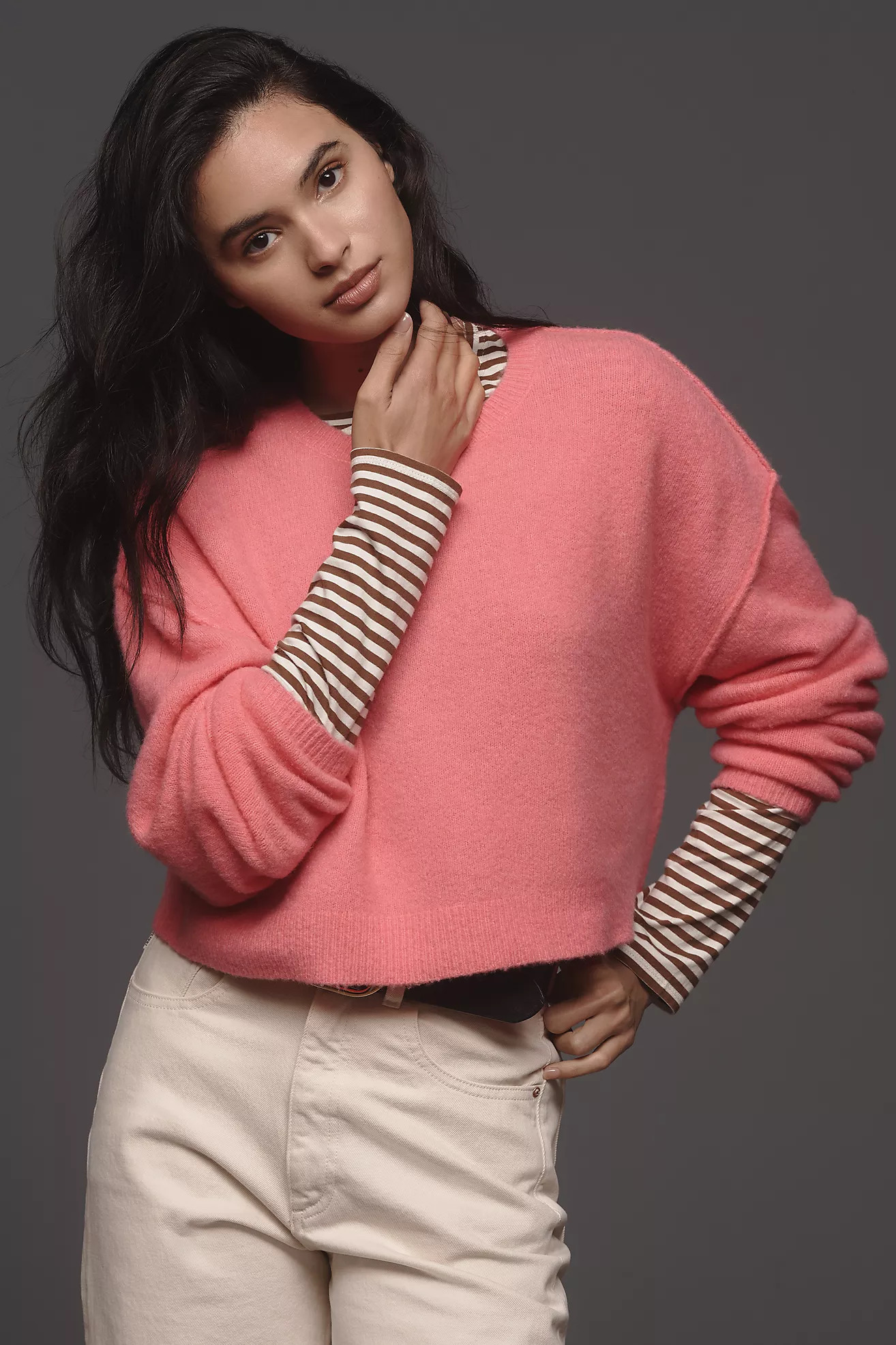 Pilcro Cropped Crew-Neck Oversized Sweater | Anthropologie (US)