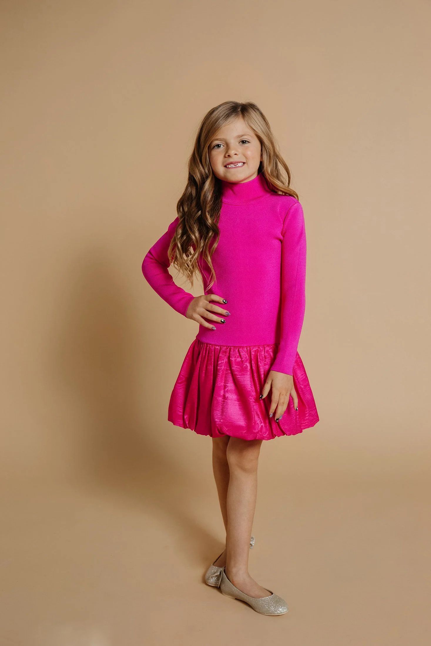 Girls Bubble Hem Dress - Hot Pink | Rachel Parcell