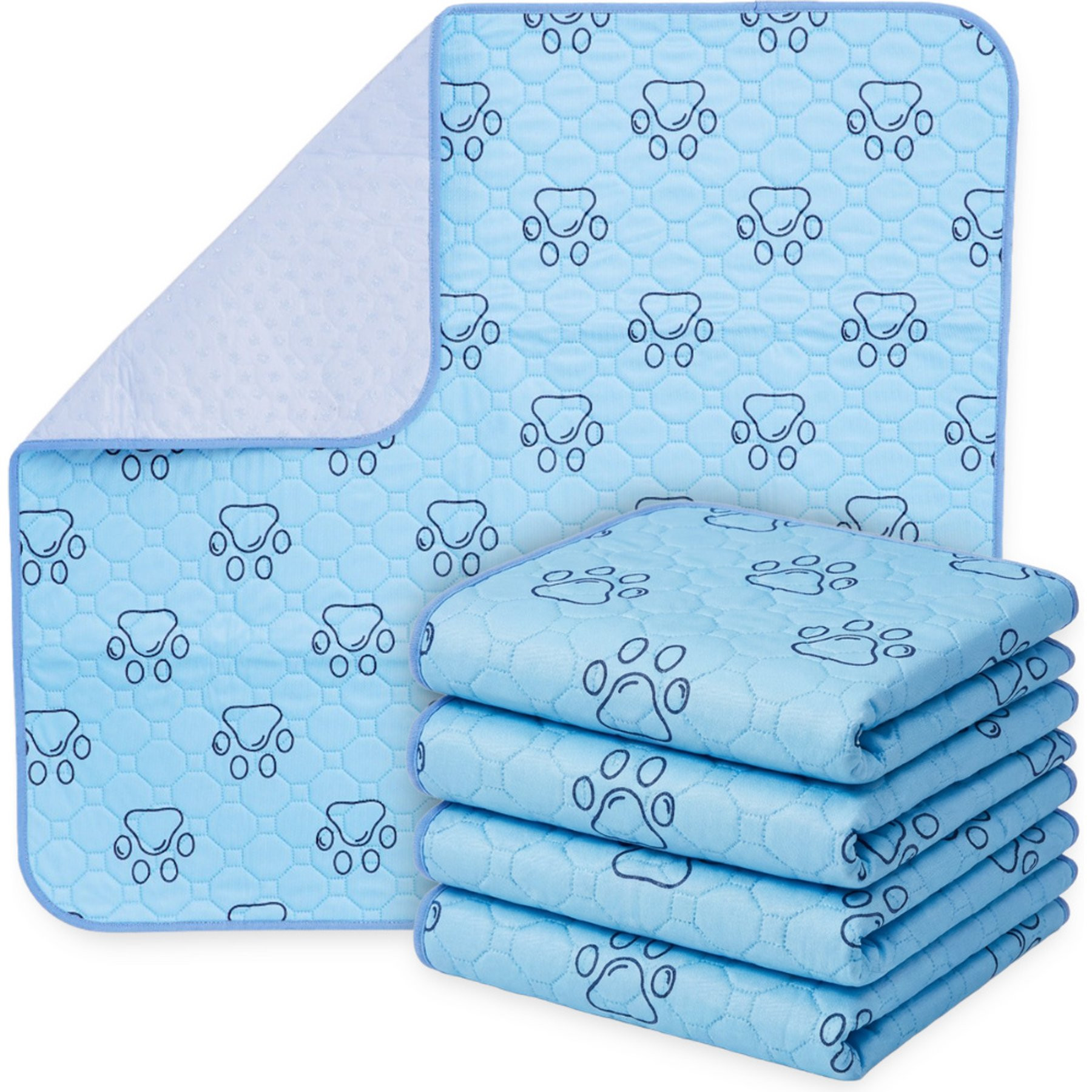 PetsWorld Washable Dog Potty Pads, Blue, 4 count, Unscented, 34 x 36-in | Chewy