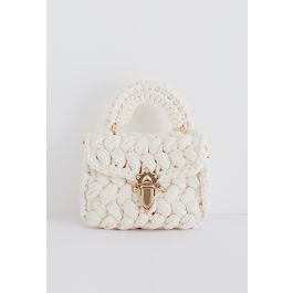 Braided Chunky Knit Mini Bag in Cream | Chicwish