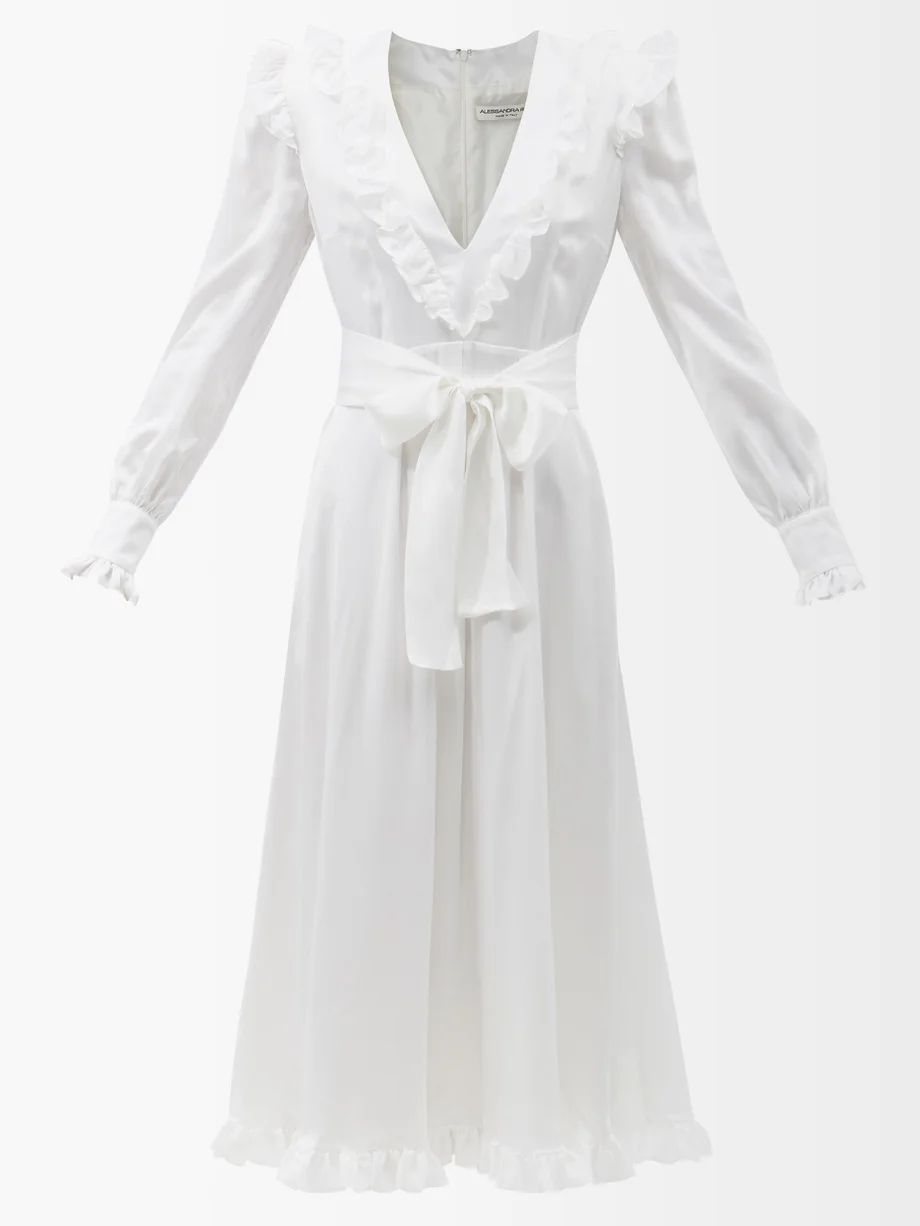 Ruffled silk-satin midi dress | Alessandra Rich | Matches (US)