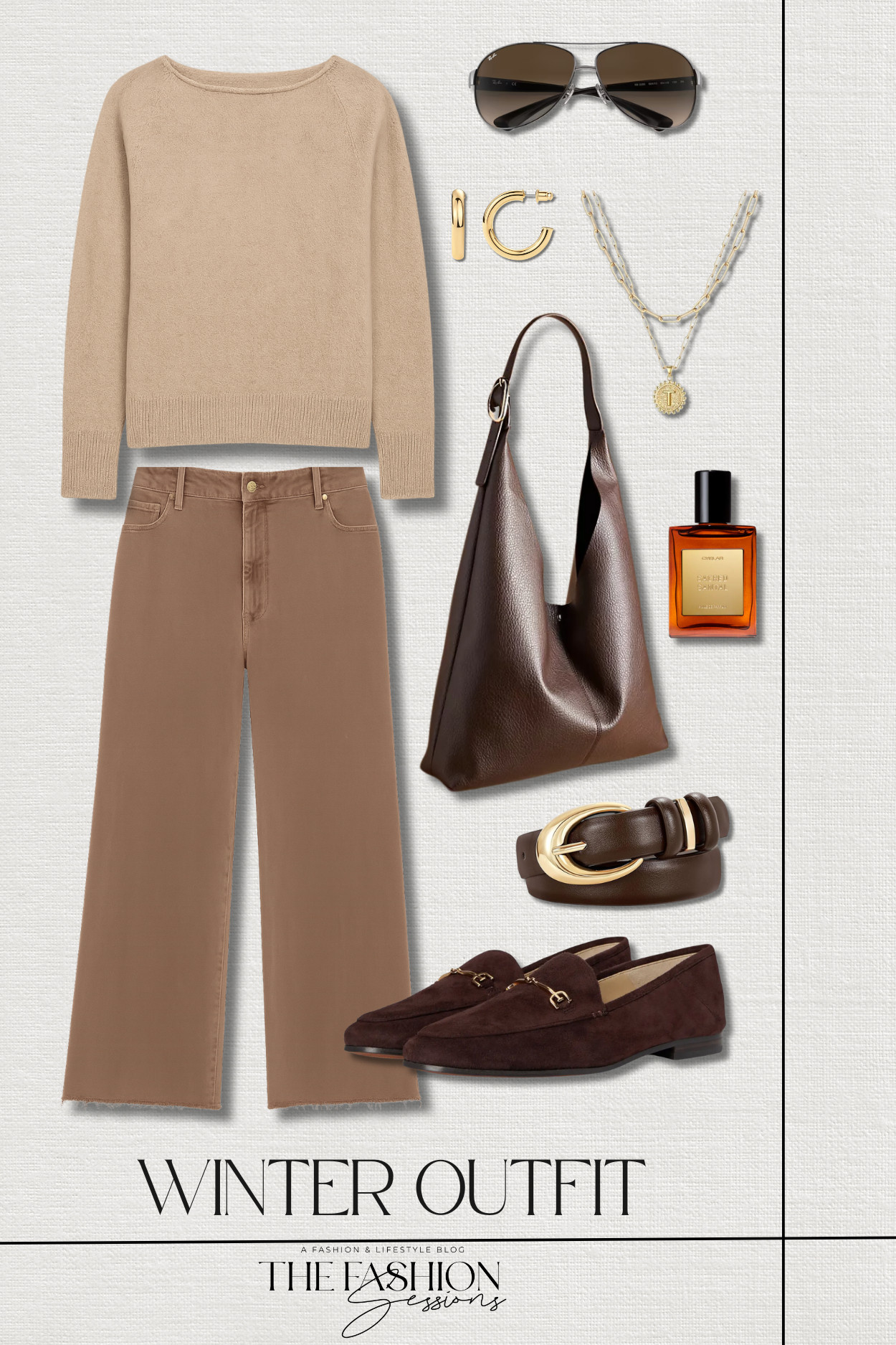 Cozy neutrals outfit inspo!
mongolian cashmere boatneck sweater | high rise wide leg raw hem jeans | loraine loafers | the love knot slouchy bag | ray-ban aviator sunglasses | gold initial necklace | gold hoops | sacred santal perfume oil | winter outfit | spring outfit | casual outfit | elevated casual  

 #LTKootd #LTKOver40