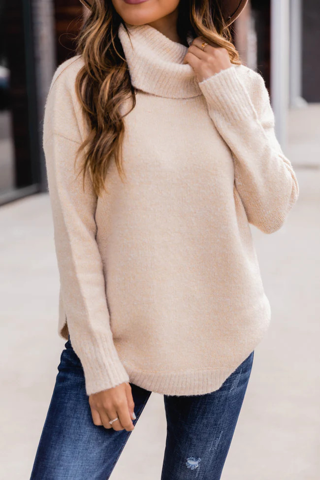 Every Piece Of Me Turtleneck Tan Sweater SALE | The Pink Lily Boutique