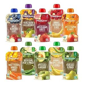 Happy Baby Organics Stage 2 Baby Food Pouches, Gluten Free, Vegan & Healthy Snack, Clearly Crafte... | Amazon (US)