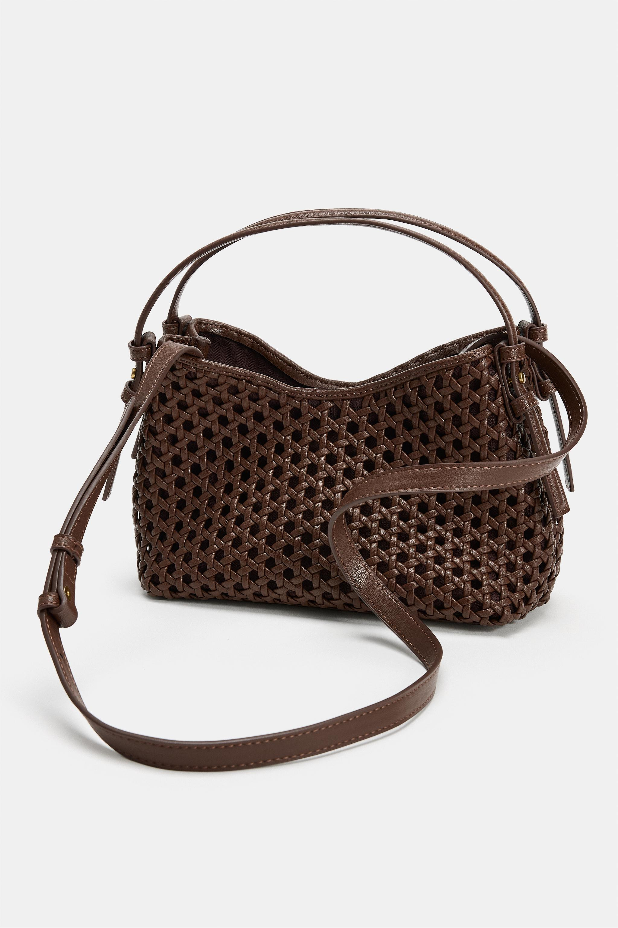 Model height: 179 cmMini handbag. Double top handles and detachable crossbody strap. Woven body w... | Zara DE